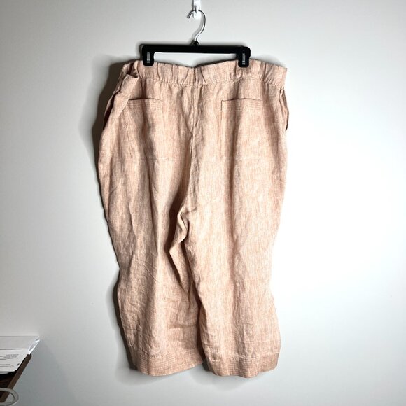 PureJill Light Tan Cropped Wide-Leg Pull On Lightweight Pants Vacation Beach 4X - Picture 3 of 4